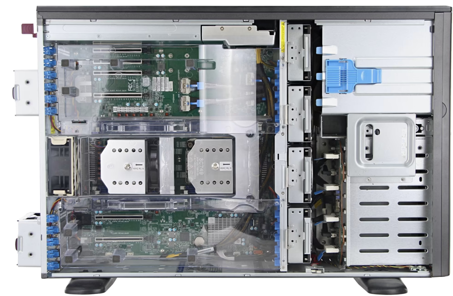 Сервер GPU Vekus «Кварк» Tower/5U (2x LGA4677, 8x HDD Bays, 4x GPUs)